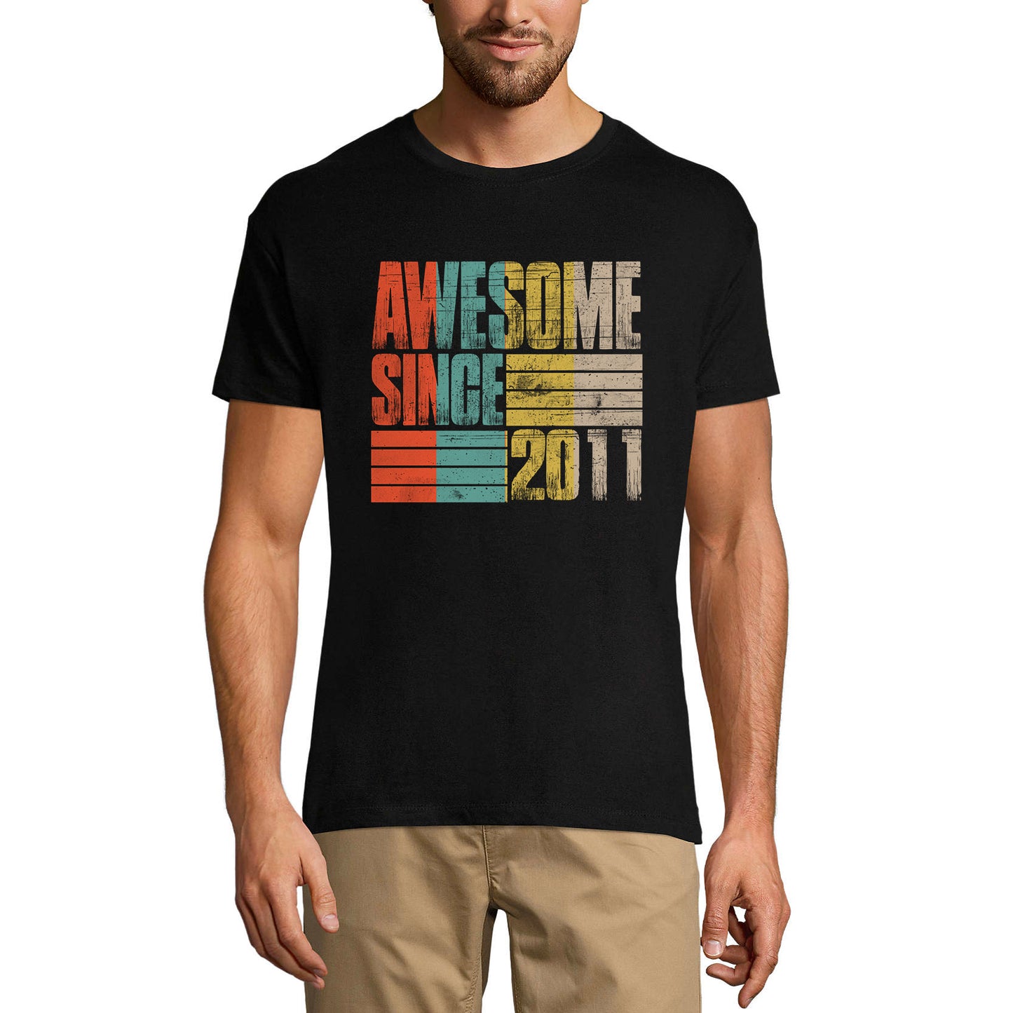 ULTRABASIC Men's Vintage T-Shirt Awesome Since 2011 - Birthday Gift Tee Shirt