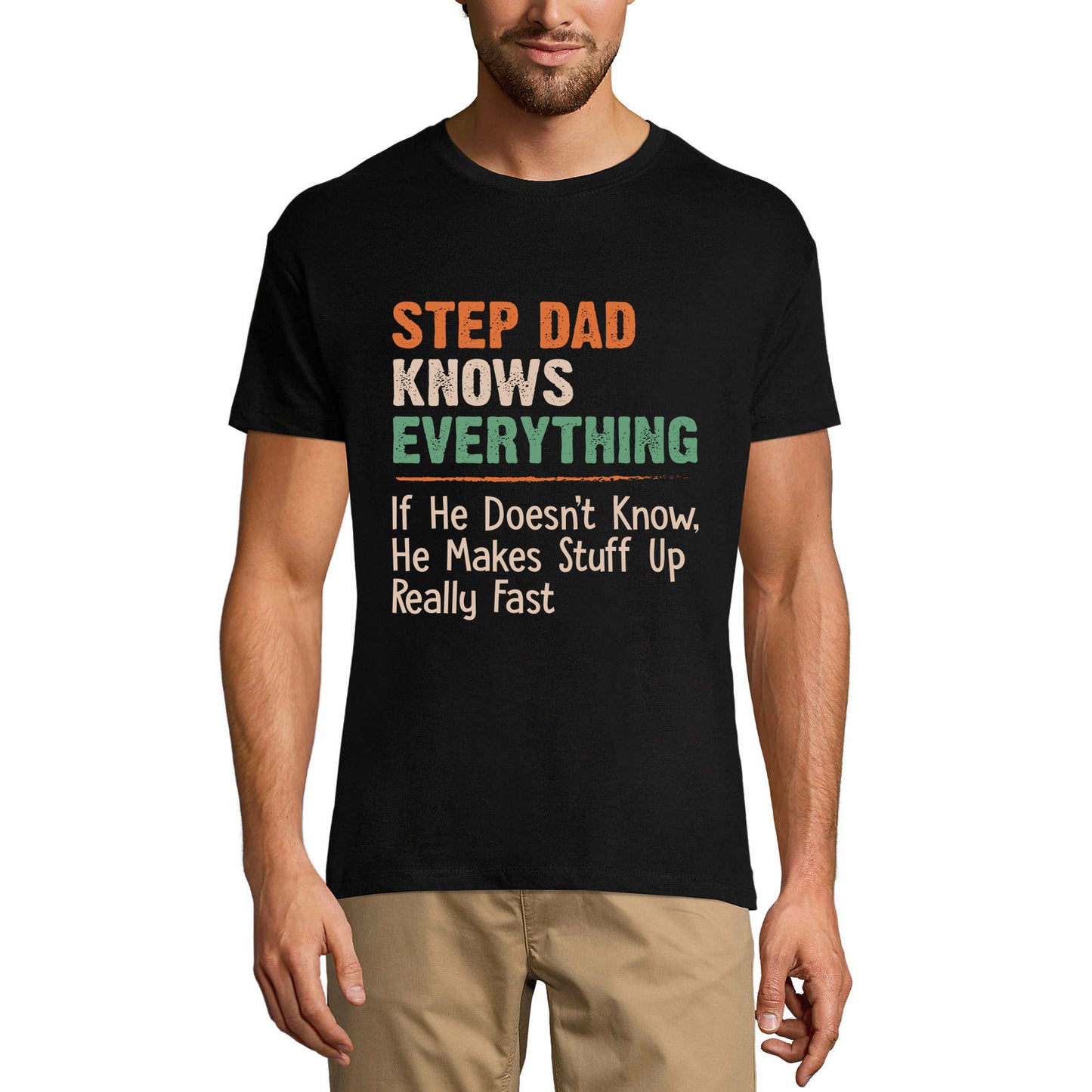 ULTRABASIC Men's Graphic T-Shirt Step Dad Knows Everything - Vintage Shirt