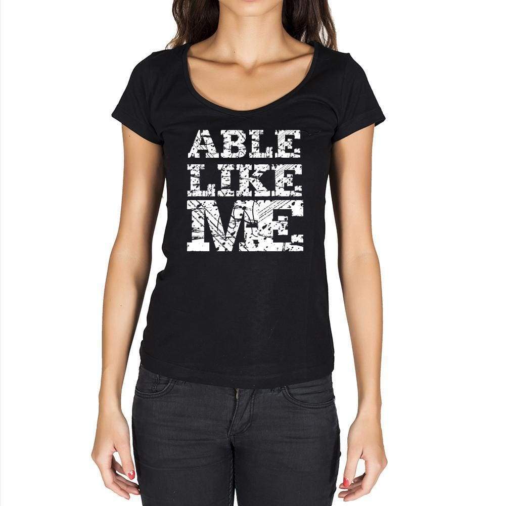 Able Like Me Black Womens Short Sleeve Round Neck T-Shirt 00054 - Black / Xs - Casual