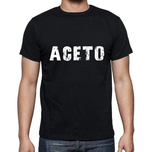 Aceto Mens Short Sleeve Round Neck T-Shirt 5 Letters Black Word 00006 - Casual