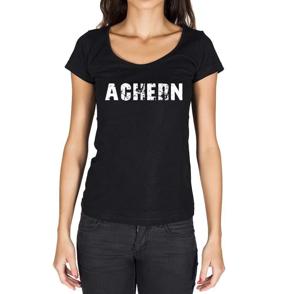 Achern German Cities Black Womens Short Sleeve Round Neck T-Shirt 00002 - Casual