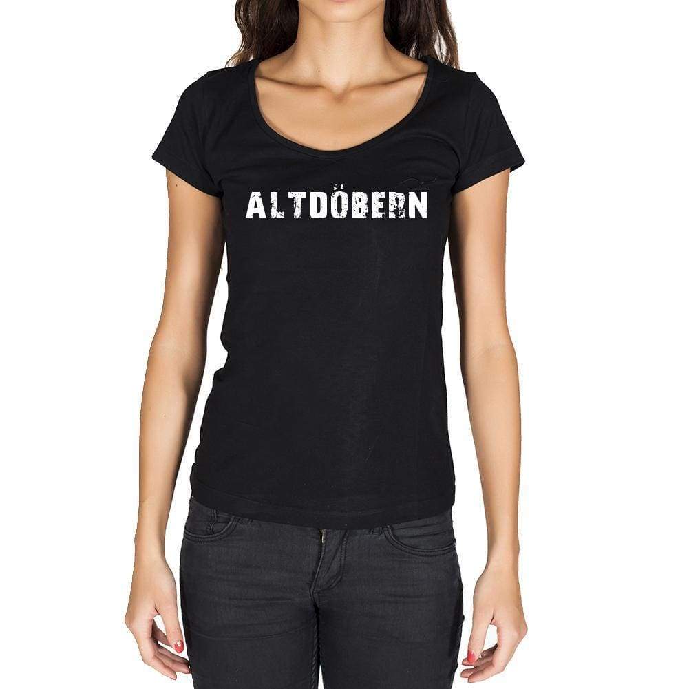 Altdöbern German Cities Black Womens Short Sleeve Round Neck T-Shirt 00002 - Casual