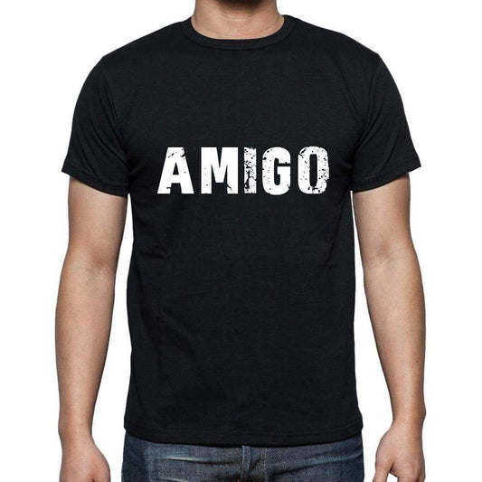 Amigo Mens Short Sleeve Round Neck T-Shirt 5 Letters Black Word 00006 - Casual