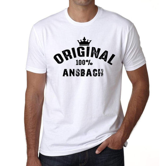 Ansbach 100% German City White Mens Short Sleeve Round Neck T-Shirt 00001 - Casual