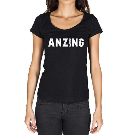 Anzing German Cities Black Womens Short Sleeve Round Neck T-Shirt 00002 - Casual