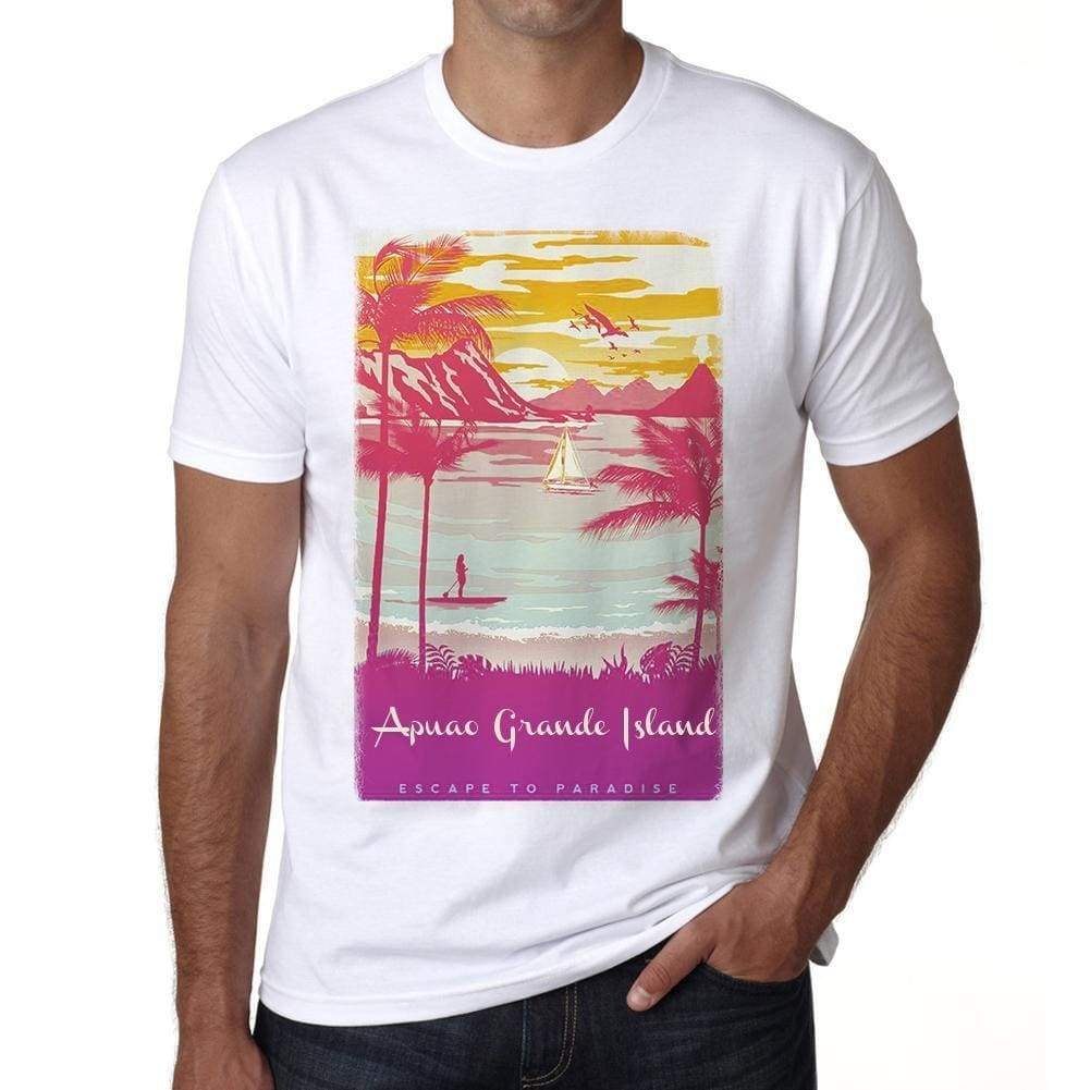 Apuao Grande Island Escape To Paradise White Mens Short Sleeve Round Neck T-Shirt 00281 - White / S - Casual