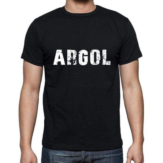 Argol Mens Short Sleeve Round Neck T-Shirt 5 Letters Black Word 00006 - Casual