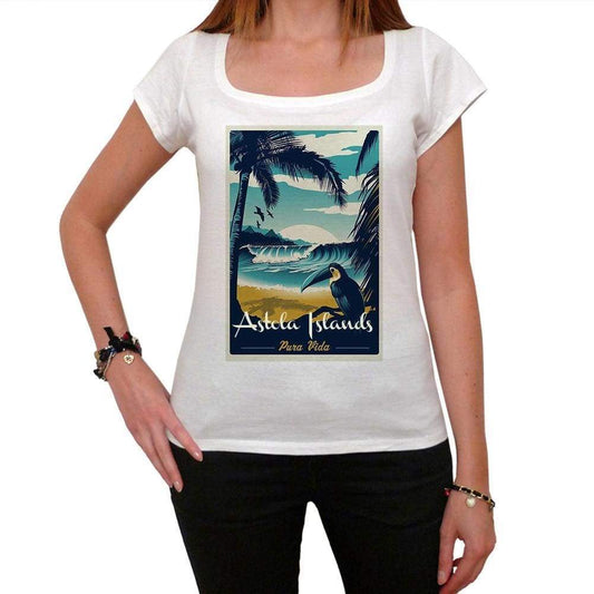 Astola Islands Pura Vida Beach Name White Womens Short Sleeve Round Neck T-Shirt 00297 - White / Xs - Casual
