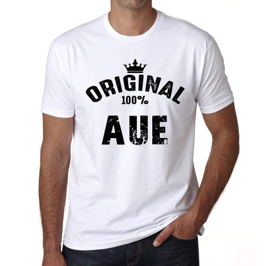 Aue 100% German City White Mens Short Sleeve Round Neck T-Shirt 00001 - Casual