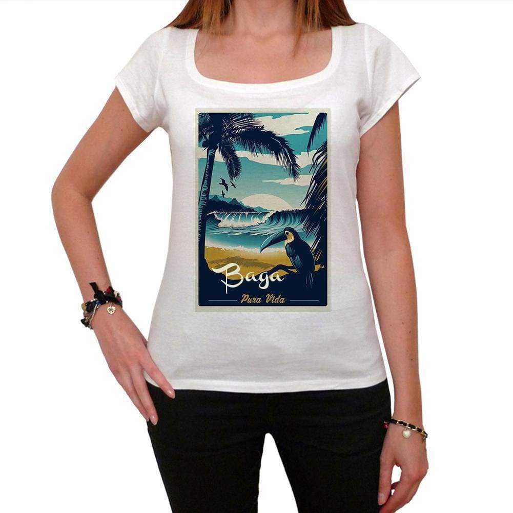 Baga Pura Vida Beach Name White Womens Short Sleeve Round Neck T-Shirt 00297 - White / Xs - Casual