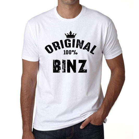 Binz 100% German City White Mens Short Sleeve Round Neck T-Shirt 00001 - Casual