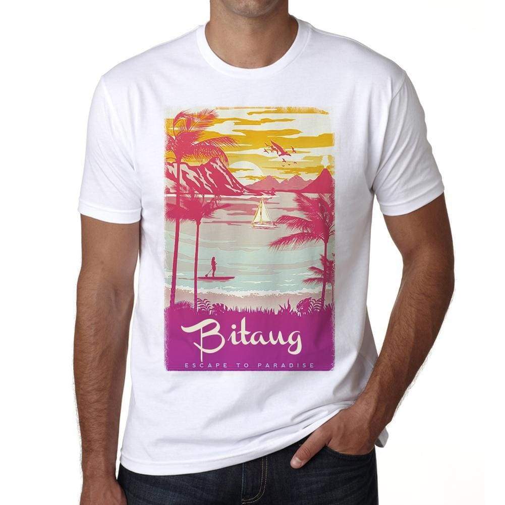 Bitaug Escape To Paradise White Mens Short Sleeve Round Neck T-Shirt 00281 - White / S - Casual