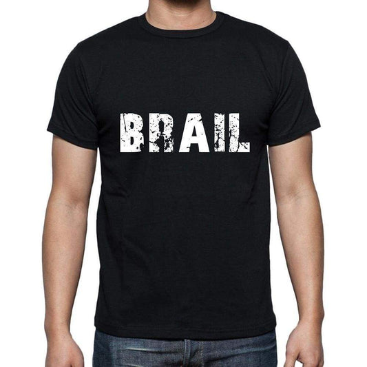 Brail Mens Short Sleeve Round Neck T-Shirt 5 Letters Black Word 00006 - Casual