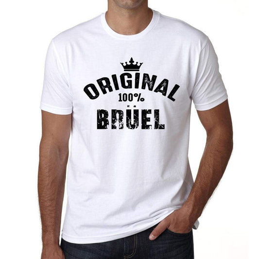Brüel 100% German City White Mens Short Sleeve Round Neck T-Shirt 00001 - Casual