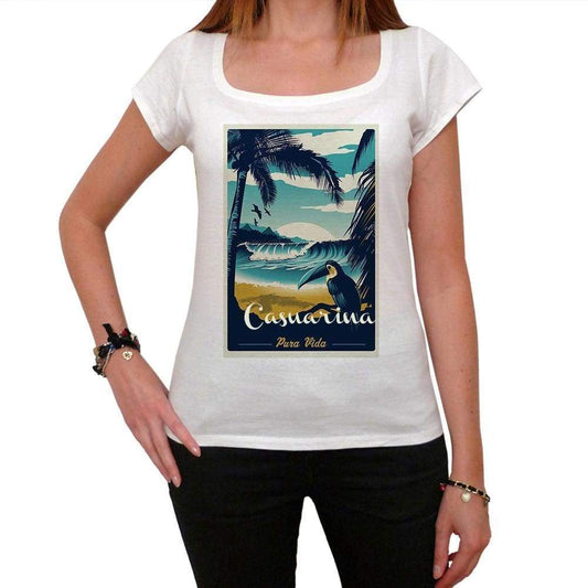 Casuarina Pura Vida Beach Name White Womens Short Sleeve Round Neck T-Shirt 00297 - White / Xs - Casual