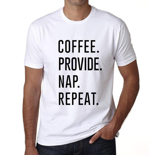 Coffee Provide Nap Repeat Mens Short Sleeve Round Neck T-Shirt 00058 - White / S - Casual
