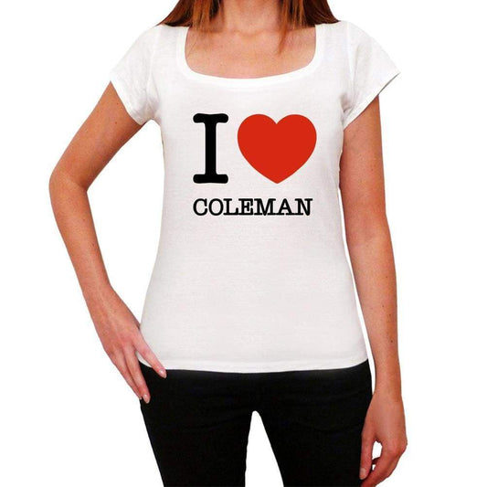 Coleman I Love Citys White Womens Short Sleeve Round Neck T-Shirt 00012 - White / Xs - Casual