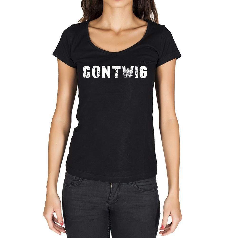 Contwig German Cities Black Womens Short Sleeve Round Neck T-Shirt 00002 - Casual