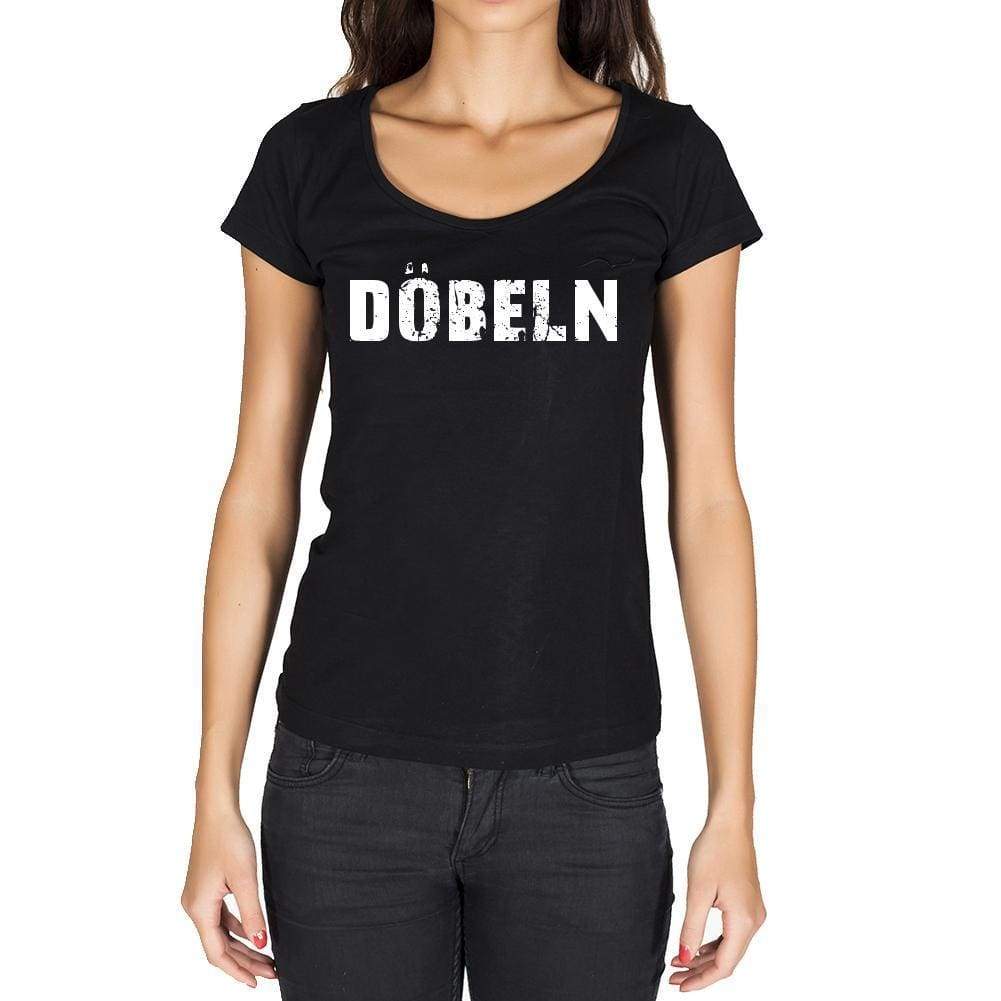 Döbeln German Cities Black Womens Short Sleeve Round Neck T-Shirt 00002 - Casual