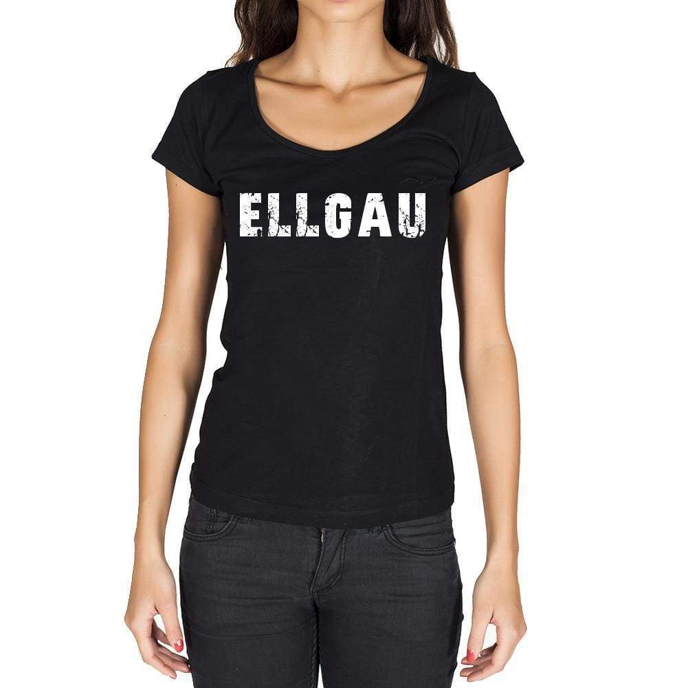 Ellgau German Cities Black Womens Short Sleeve Round Neck T-Shirt 00002 - Casual