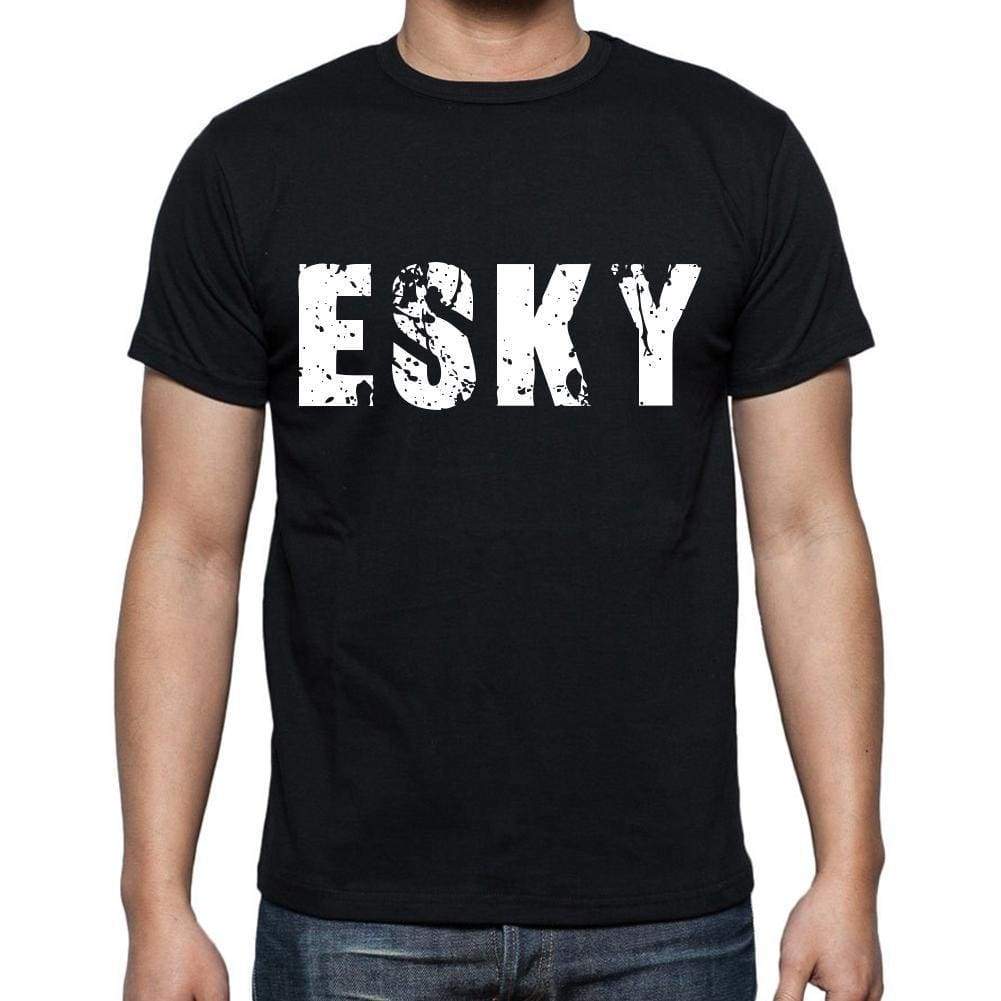Esky Mens Short Sleeve Round Neck T-Shirt 4 Letters Black - Casual