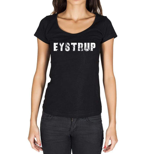 Eystrup German Cities Black Womens Short Sleeve Round Neck T-Shirt 00002 - Casual