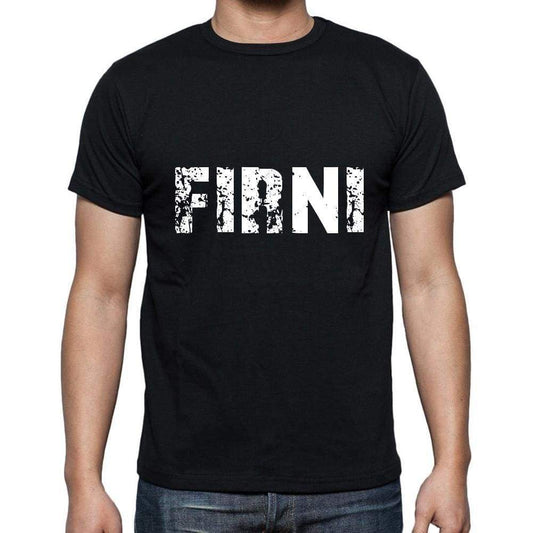 Firni Mens Short Sleeve Round Neck T-Shirt 5 Letters Black Word 00006 - Casual