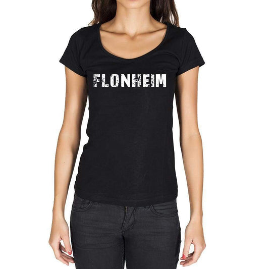 Flonheim German Cities Black Womens Short Sleeve Round Neck T-Shirt 00002 - Casual