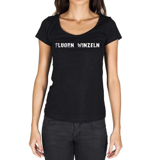 Fluorn Winzeln German Cities Black Womens Short Sleeve Round Neck T-Shirt 00002 - Casual