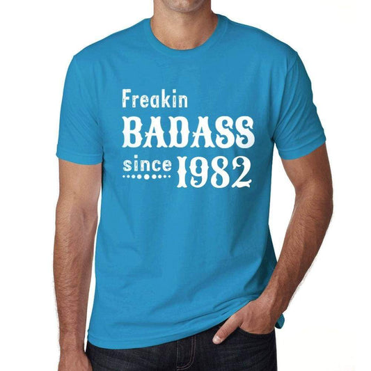 Freakin Badass Since 1982 <span>Men's</span> T-shirt Blue Birthday Gift 00395 - ULTRABASIC