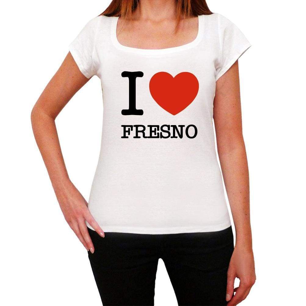 Fresno I Love Citys White Womens Short Sleeve Round Neck T-Shirt 00012 - White / Xs - Casual