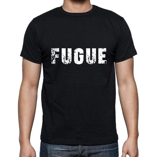 Fugue Mens Short Sleeve Round Neck T-Shirt 5 Letters Black Word 00006 - Casual