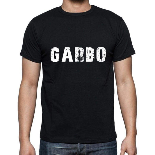 Garbo Mens Short Sleeve Round Neck T-Shirt 5 Letters Black Word 00006 - Casual