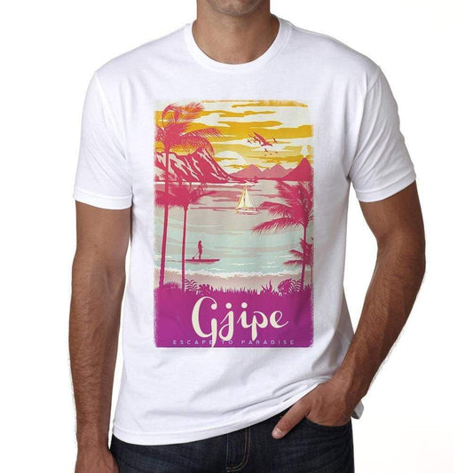 Gjipe Escape To Paradise White Mens Short Sleeve Round Neck T-Shirt 00281 - White / S - Casual
