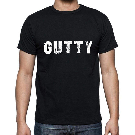 Gutty Mens Short Sleeve Round Neck T-Shirt 5 Letters Black Word 00006 - Casual