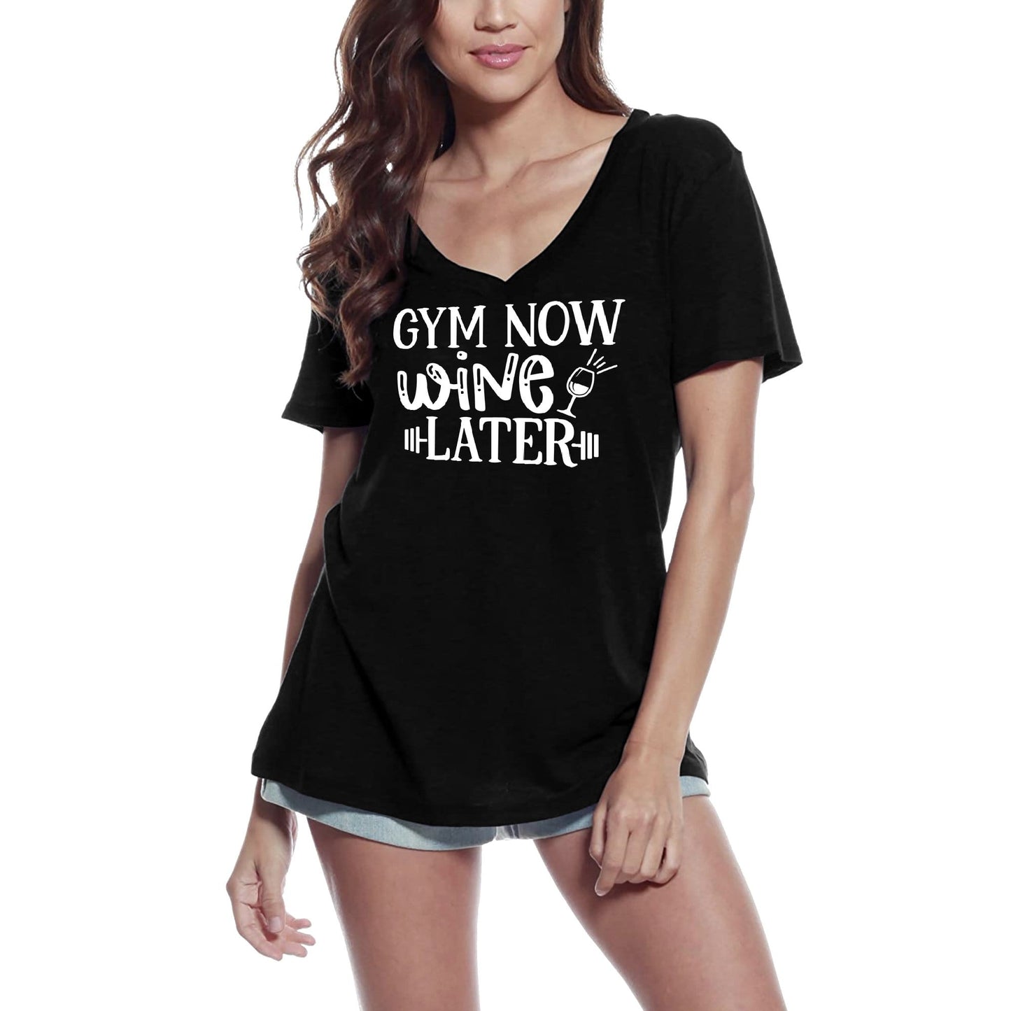 ULTRABASIC Women's Novelty T-Shirt Gym Now Wine Later - Funny Quote