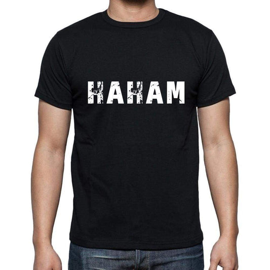 Haham Mens Short Sleeve Round Neck T-Shirt 5 Letters Black Word 00006 - Casual