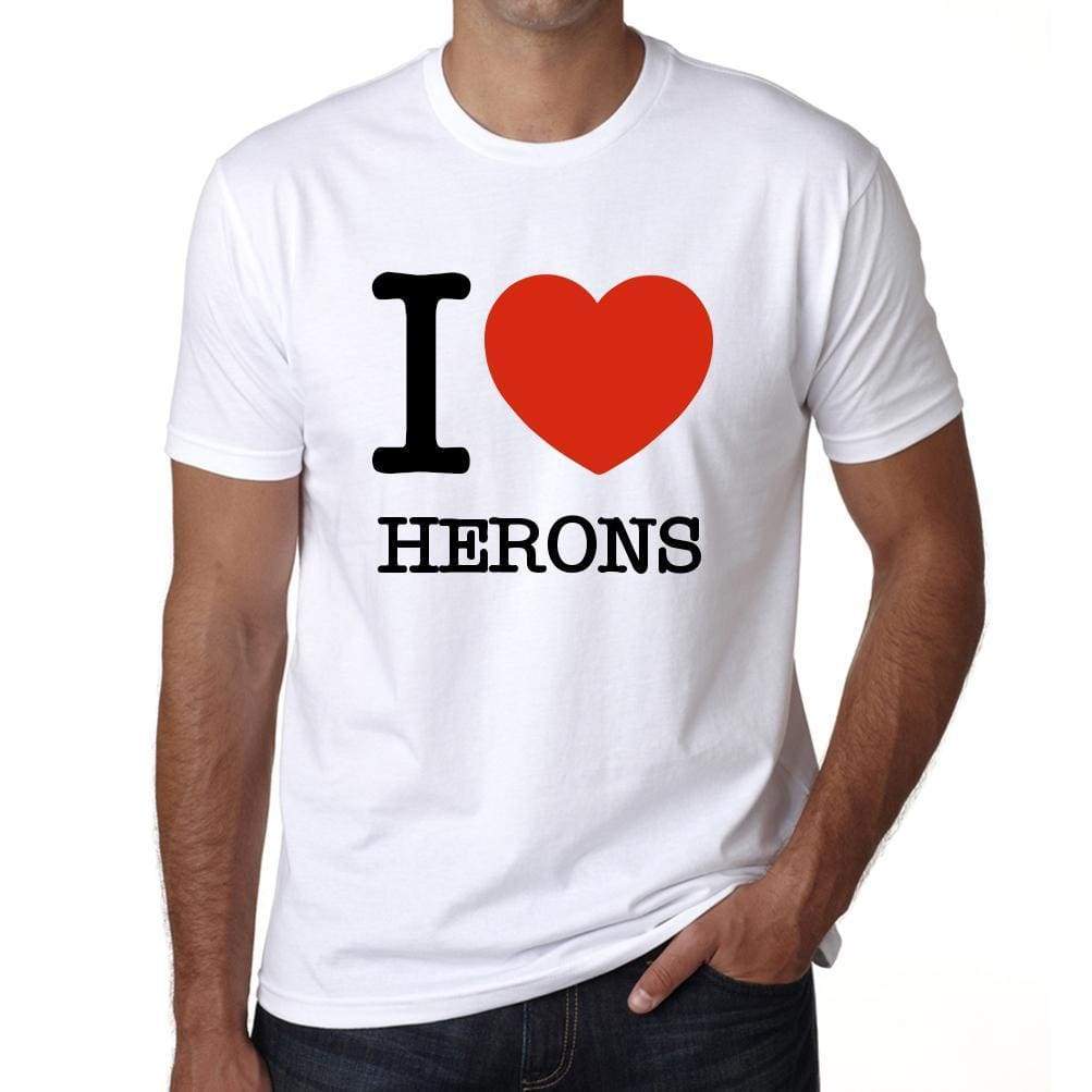 Herons Mens Short Sleeve Round Neck T-Shirt - White / S - Casual
