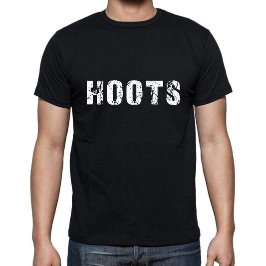 Hoots Mens Short Sleeve Round Neck T-Shirt 5 Letters Black Word 00006 - Casual