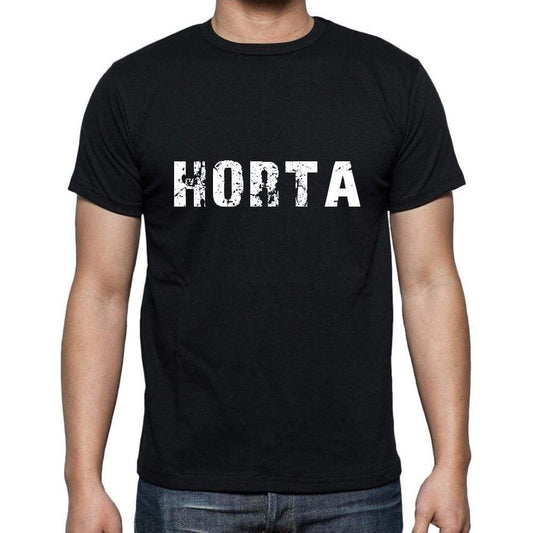 Horta Mens Short Sleeve Round Neck T-Shirt 5 Letters Black Word 00006 - Casual
