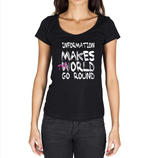 Information World Goes Round Womens Short Sleeve Round Neck T-Shirt 00081 - Black / Xs - Casual