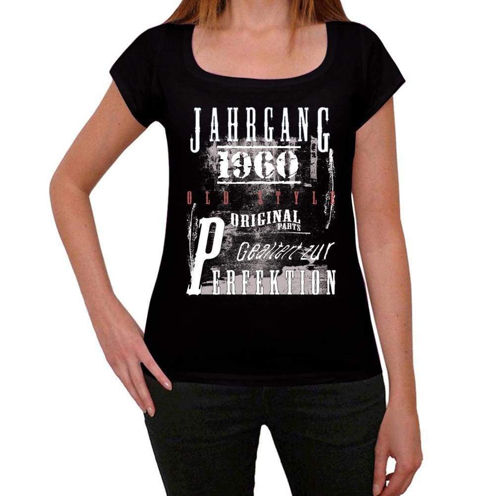 Jahrgang Birthday 1960 Black Womens Short Sleeve Round Neck T-Shirt Gift T-Shirt 00353 - Black / Xs - Casual