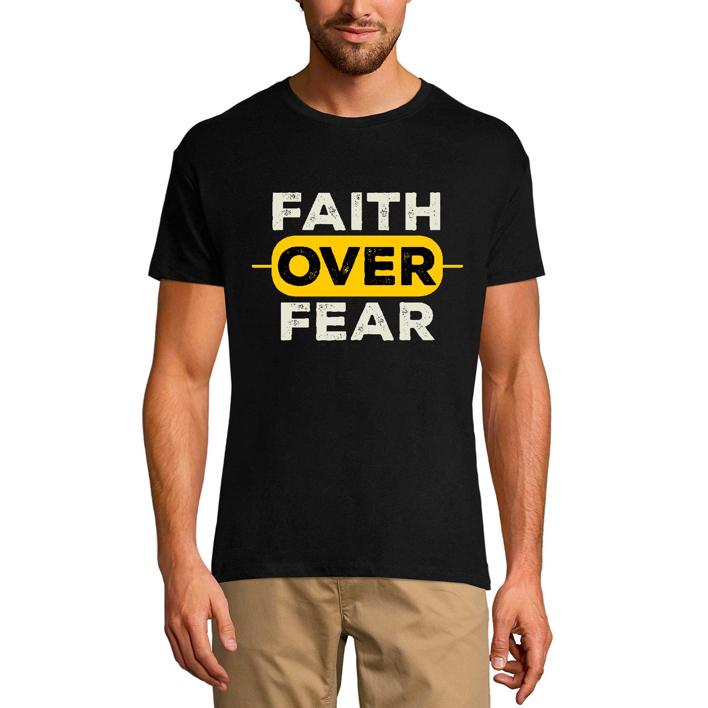 ULTRABASIC Men's T-Shirt Faith over Fear - Bible Religious Shirt