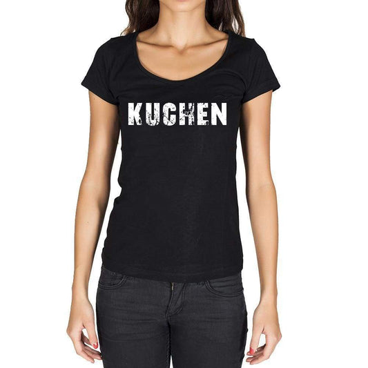 Kuchen German Cities Black Womens Short Sleeve Round Neck T-Shirt 00002 - Casual
