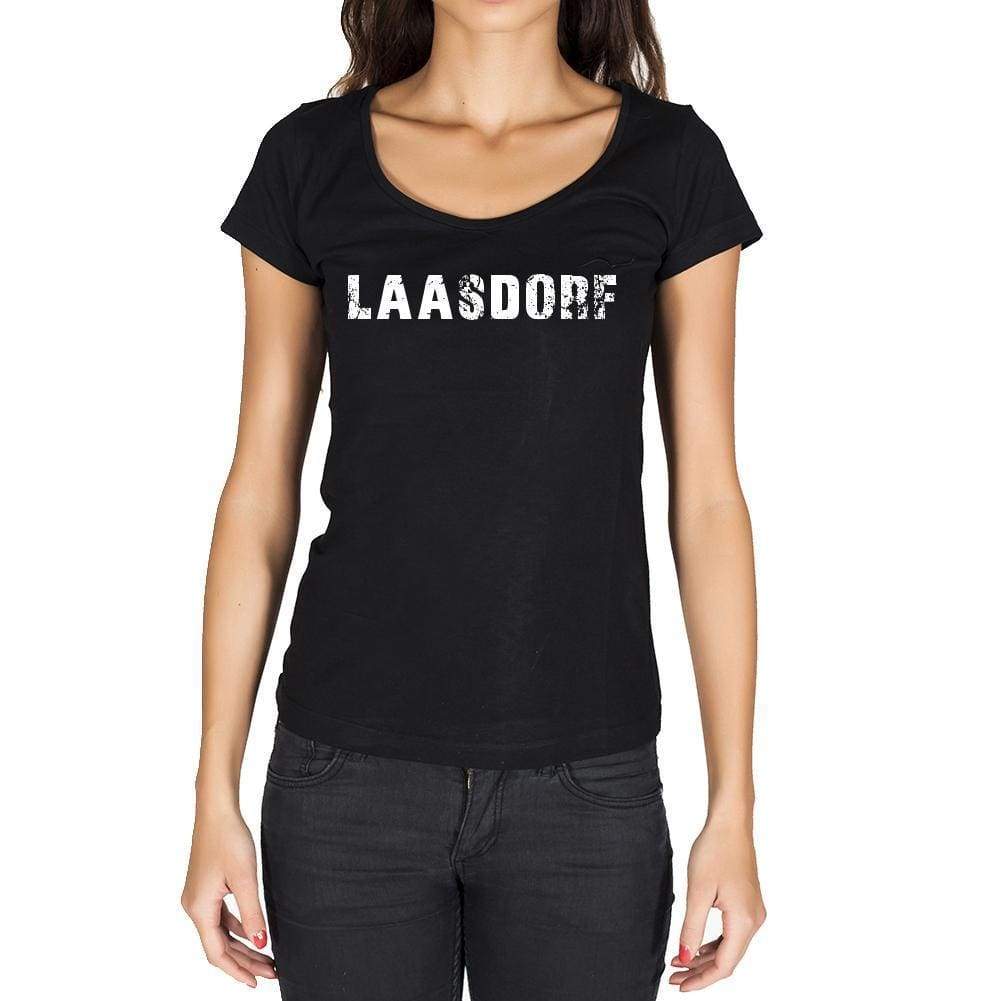 Laasdorf German Cities Black Womens Short Sleeve Round Neck T-Shirt 00002 - Casual