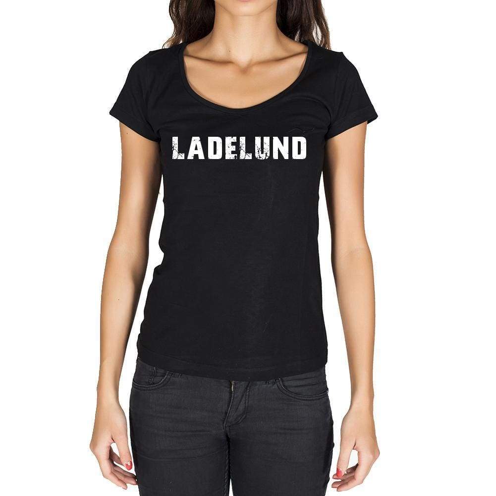 Ladelund German Cities Black Womens Short Sleeve Round Neck T-Shirt 00002 - Casual