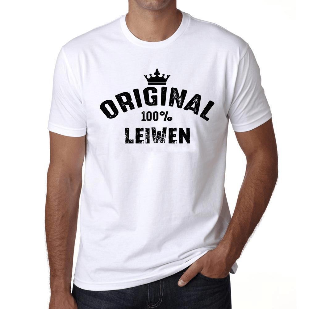 Leiwen 100% German City White Mens Short Sleeve Round Neck T-Shirt 00001 - Casual