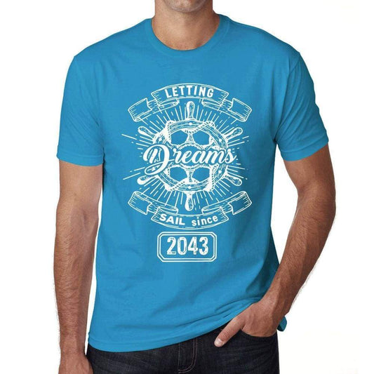 Letting Dreams Sail Since 2043 Mens T-Shirt Blue Birthday Gift 00404 - Blue / Xs - Casual