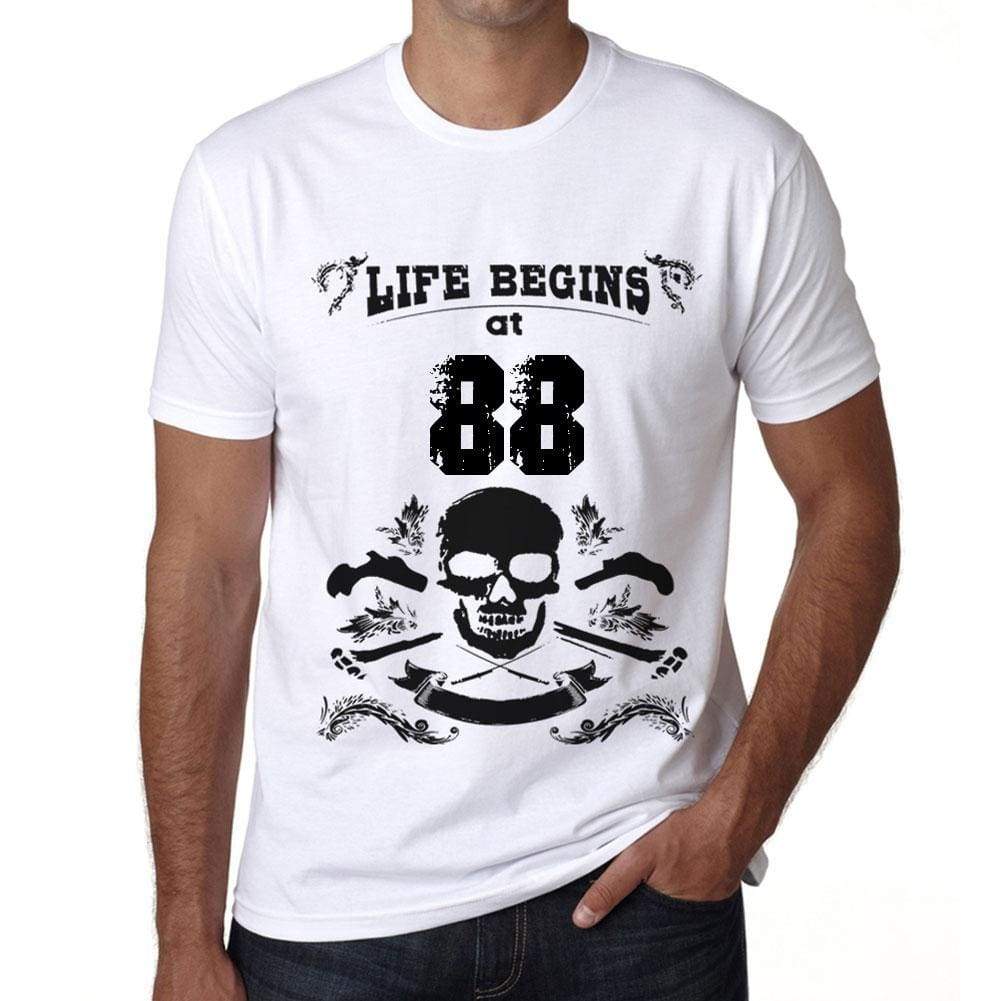 Life Begins At 88 Mens T-Shirt White Birthday Gift 00448 - White / Xs - Casual