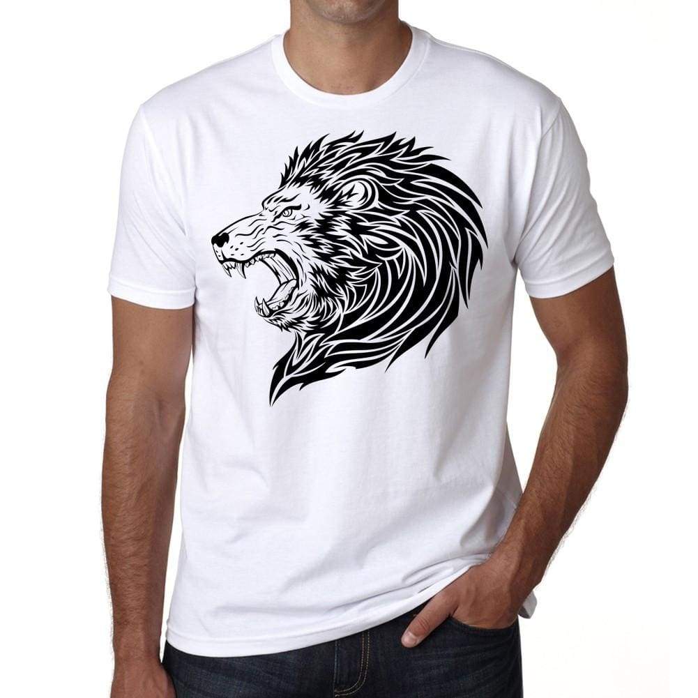 Lion Tribal Head Tattoo Mens White Tee 100% Cotton 00162